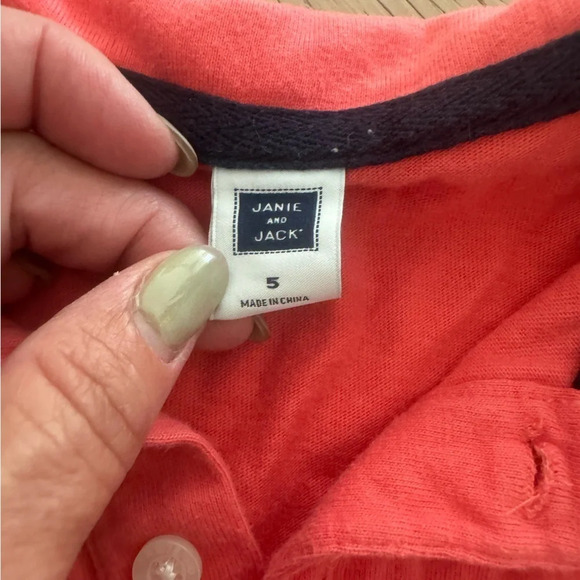 Janie and Jack reddish/pink polo with anchors size 5 - Picture 3 of 3